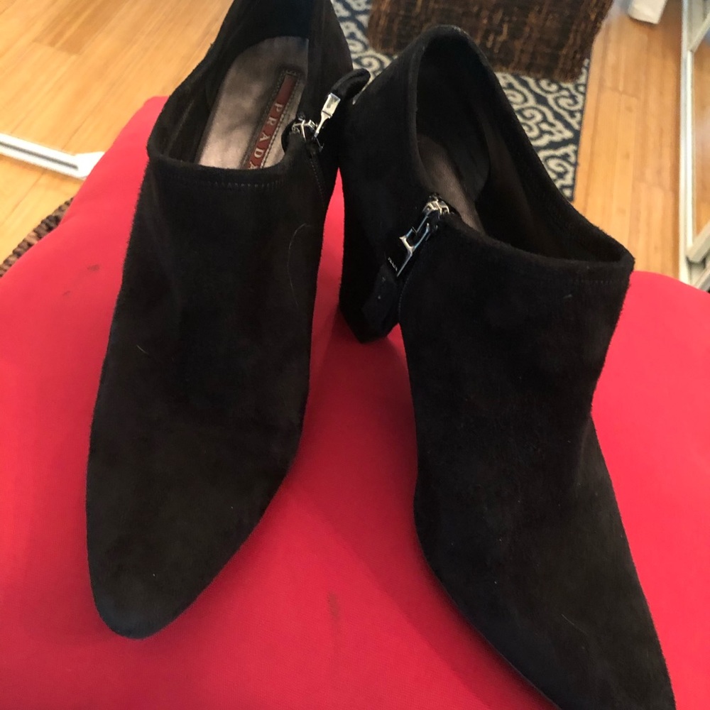 Black suede Prada boots
